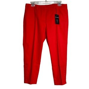 NEW Zac & Rachel Slim Through Hip Crop Pant Cherry Popsicle Red Mid-Rise Size 10